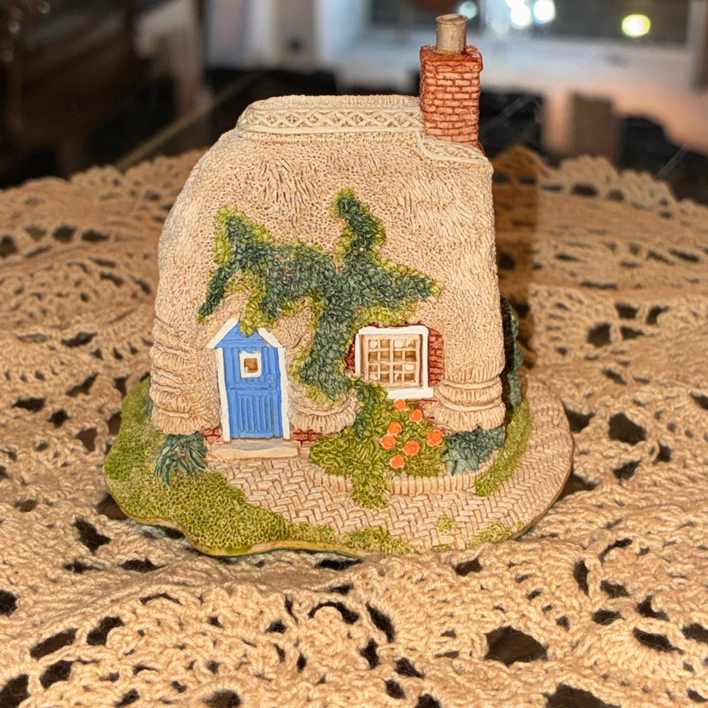 Charming Cottage Figurine with Blue Door